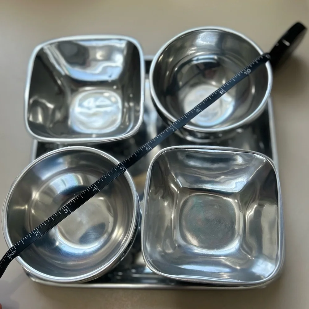 Pottery Barn 4 Piece Condiment Bowl Set w/ tray